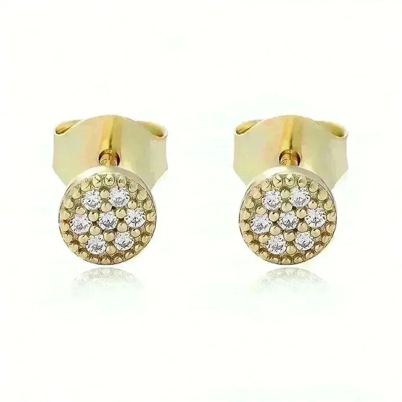 Jewelry - Sparkling Cubic Zirconia in Gold over 925 Sterling Silver Stud Earrings